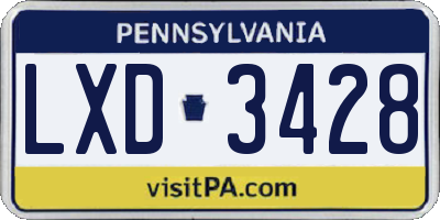 PA license plate LXD3428