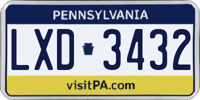 PA license plate LXD3432