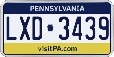 PA license plate LXD3439