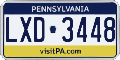 PA license plate LXD3448