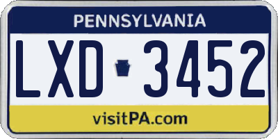 PA license plate LXD3452