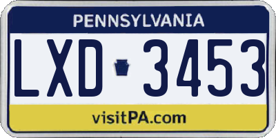 PA license plate LXD3453