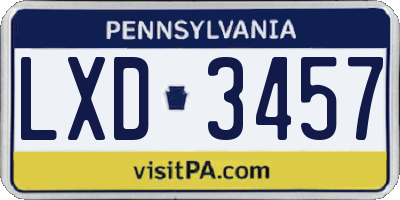 PA license plate LXD3457