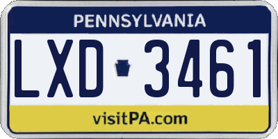 PA license plate LXD3461