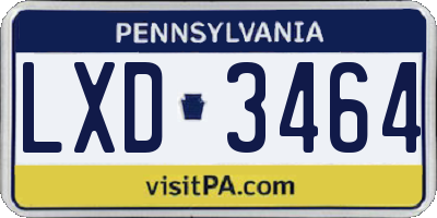 PA license plate LXD3464