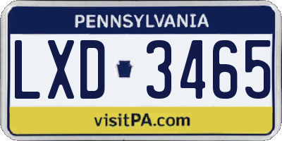 PA license plate LXD3465