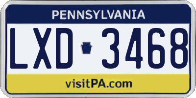 PA license plate LXD3468