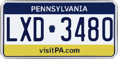PA license plate LXD3480