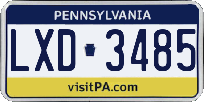 PA license plate LXD3485