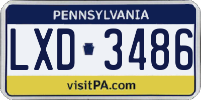 PA license plate LXD3486