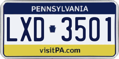 PA license plate LXD3501