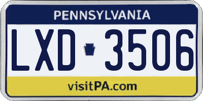 PA license plate LXD3506