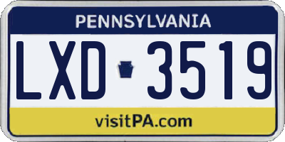 PA license plate LXD3519