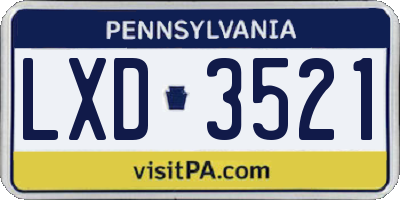 PA license plate LXD3521