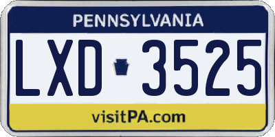 PA license plate LXD3525