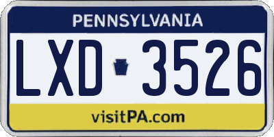 PA license plate LXD3526