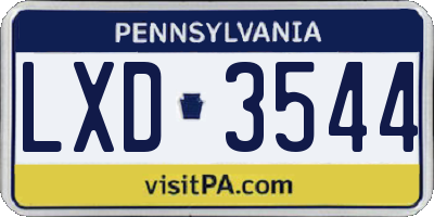 PA license plate LXD3544