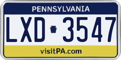 PA license plate LXD3547