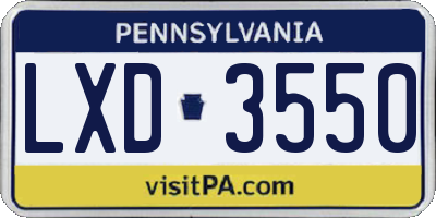 PA license plate LXD3550