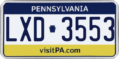 PA license plate LXD3553
