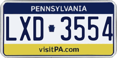 PA license plate LXD3554