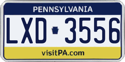PA license plate LXD3556