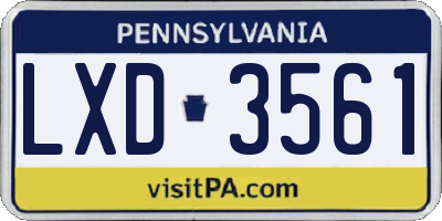PA license plate LXD3561