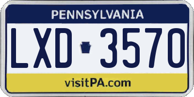 PA license plate LXD3570