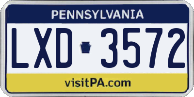 PA license plate LXD3572