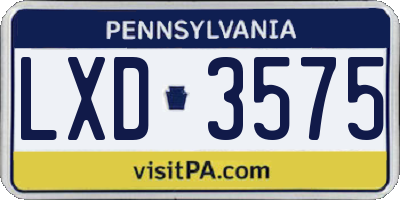 PA license plate LXD3575