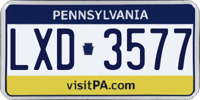 PA license plate LXD3577