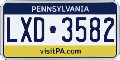 PA license plate LXD3582