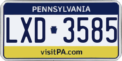 PA license plate LXD3585