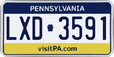 PA license plate LXD3591