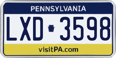 PA license plate LXD3598