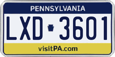 PA license plate LXD3601