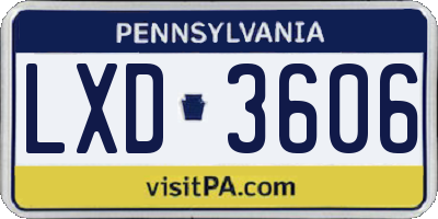 PA license plate LXD3606