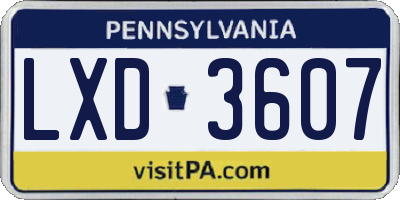 PA license plate LXD3607