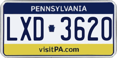 PA license plate LXD3620