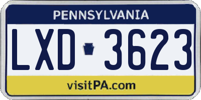 PA license plate LXD3623