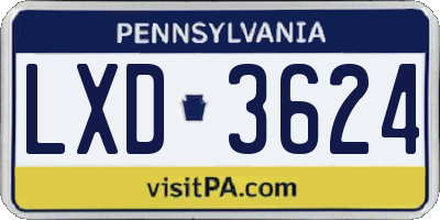 PA license plate LXD3624