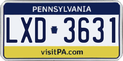 PA license plate LXD3631