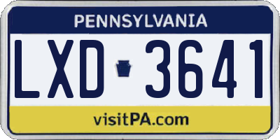 PA license plate LXD3641