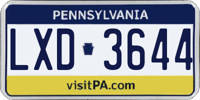 PA license plate LXD3644