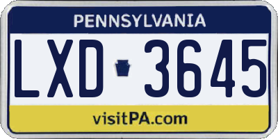 PA license plate LXD3645