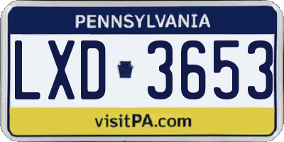 PA license plate LXD3653