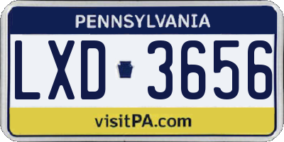 PA license plate LXD3656