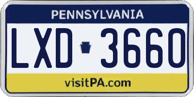 PA license plate LXD3660