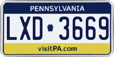 PA license plate LXD3669