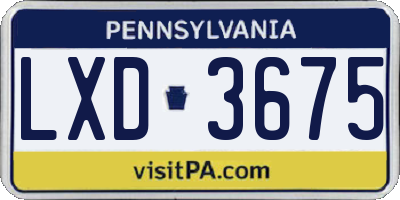 PA license plate LXD3675